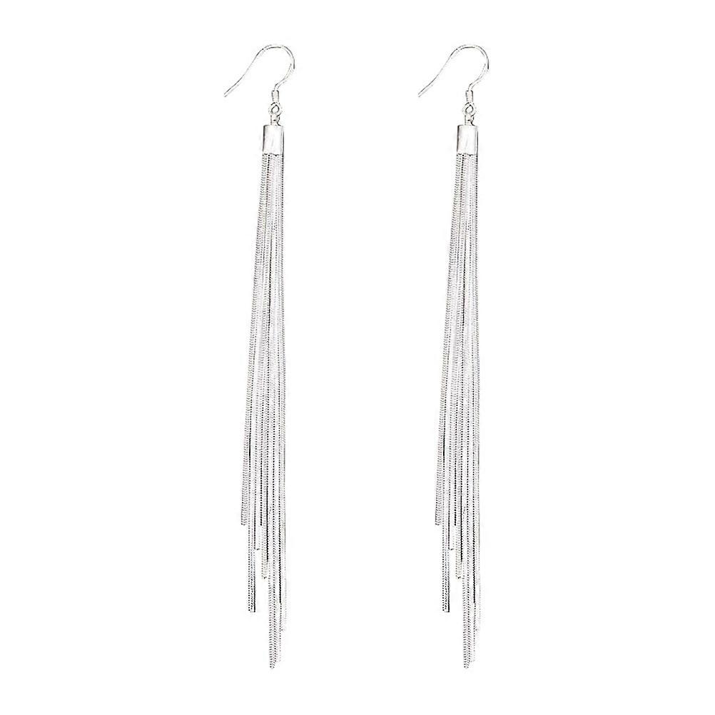 Tassel Drop Earrings with Skilled Soldering Technique Silver Metal for Decoration Lightweight