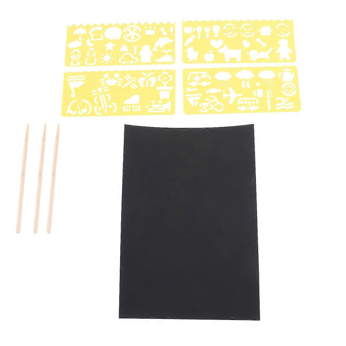 Childrens Drawing Paper, Educational Art Set with Molded Sheets and Smooth Scratch Pens