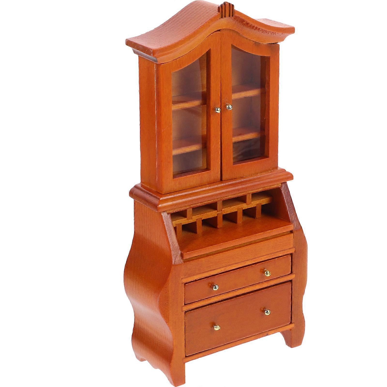 Brown Miniature Bookshelf Furniture Accessory for Decoration 1/12 Scale Synthetic Material