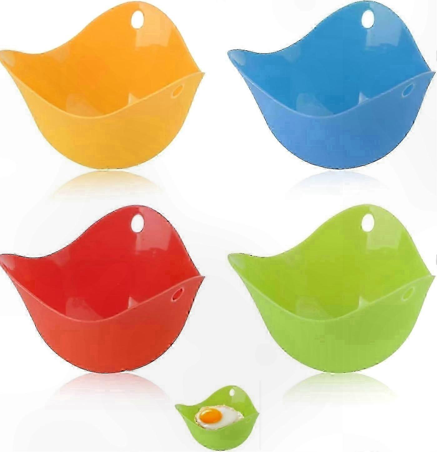Egg Poachers (Set of 4) For Cooking Poached Eggs, LFGB Grade Silicone Egg Poacher, Poached Egg Pods, Egg Cooker, Poached Egg Maker, Microwave Egg Po