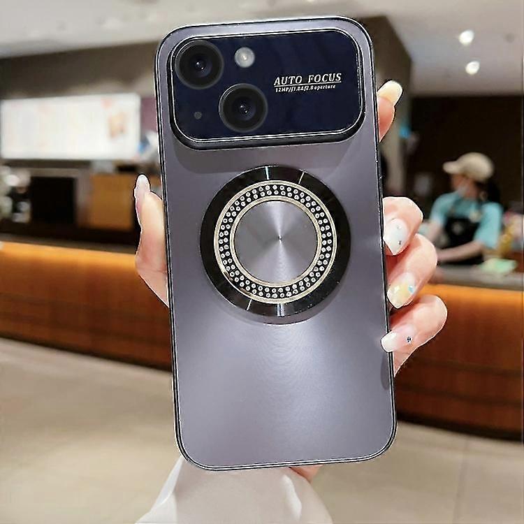 For iPhone 14 Plus Large Window Diamond Magnifier Magnetic Phone Case