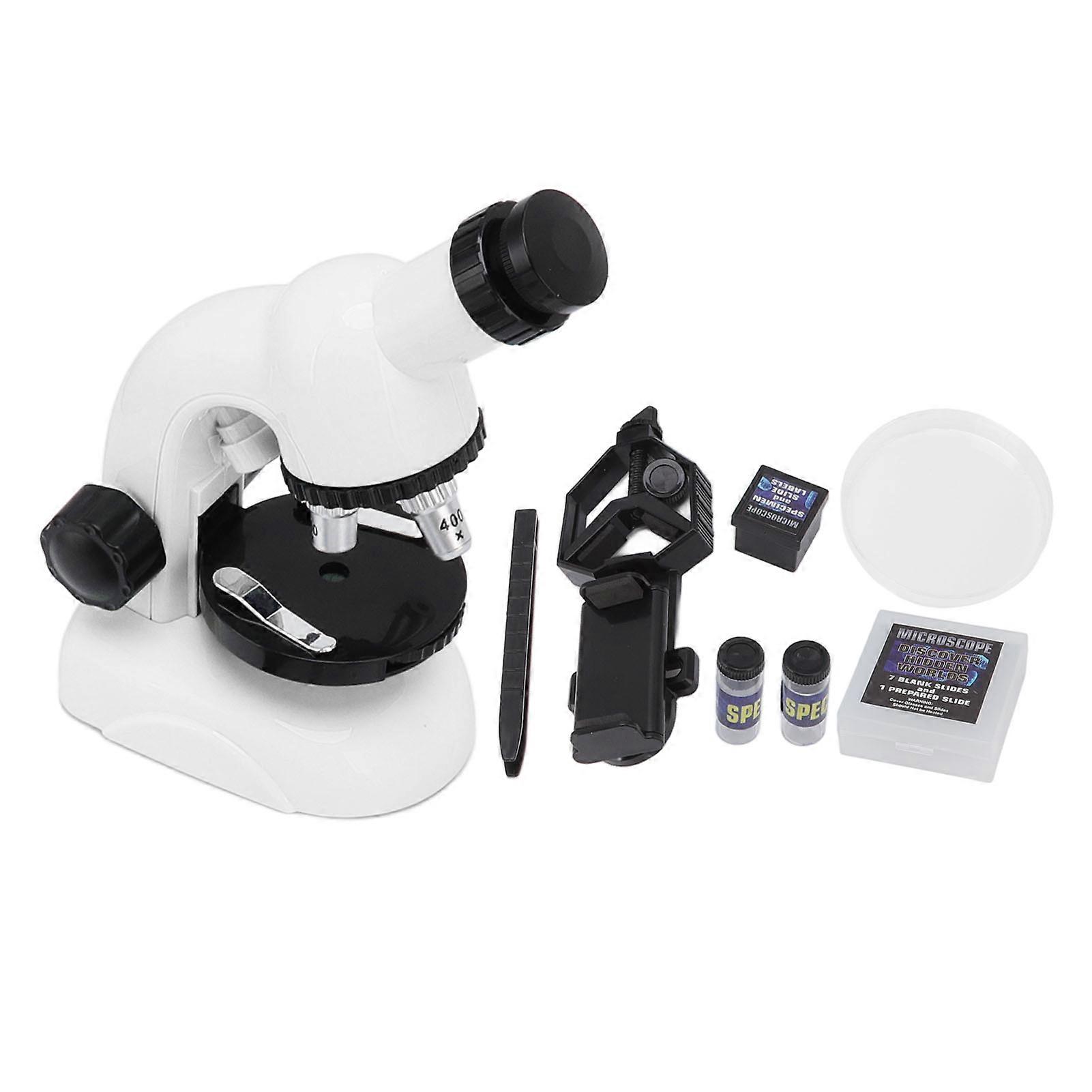 White Kids' Science Microscope Kit with HD Magnifier for Experiments