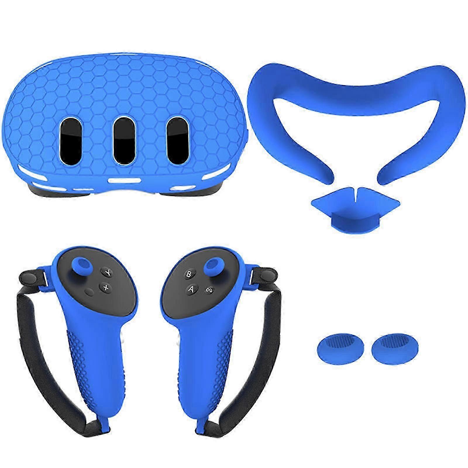 Silikon-Schutzhülle für Oculus Quest 3, inklusive Shell-Abdeckung, Gesichtsabdeckung, Controller-Griffabdeckung, Objektivabdeckung, Joystick-Kappen (nicht zum Aufladen