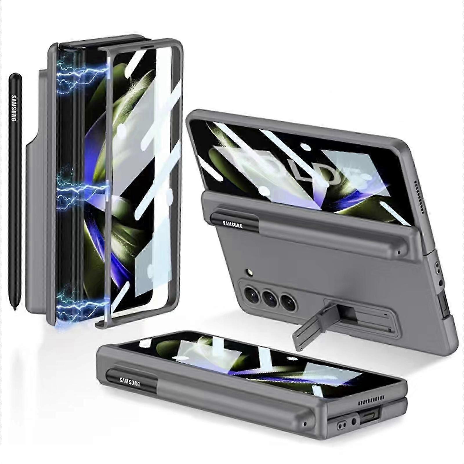 for Samsung Galaxy Z Fold 5 Case with Screen Protector, Z Fold 5 Case with Hinge Protection S Pen Slot Adjustable Kickstand