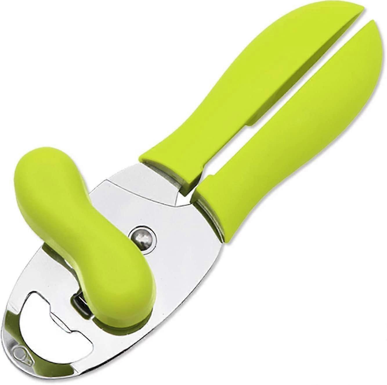 Manual Can Openers, 4 in 1 Safety Opener, Smooth Edge with Non-Slip Handle and Ergonomic Rotating Knob, Can Openers for Elderly with Arthritis (Green)