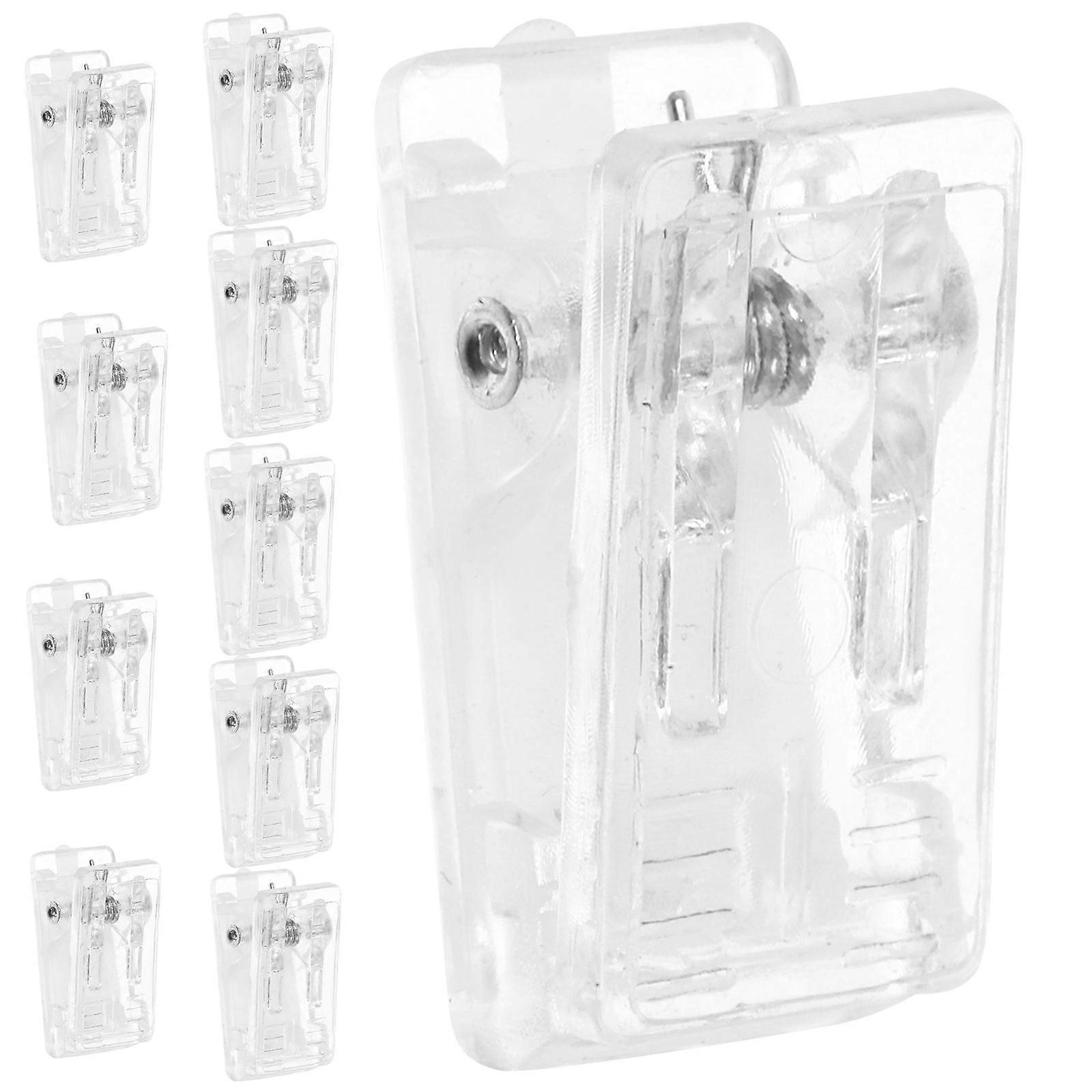 10Pcs Transparent Badge Clips for Name Tags ID Cards ABS Steel Material Practical