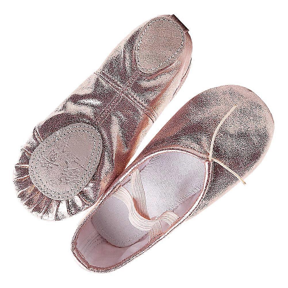 Masteelf Pink Girls PU Dance Shoes with Cross Elastic Band Non Slip Dancing Shoes 1 Set for Performance Kids Size 30