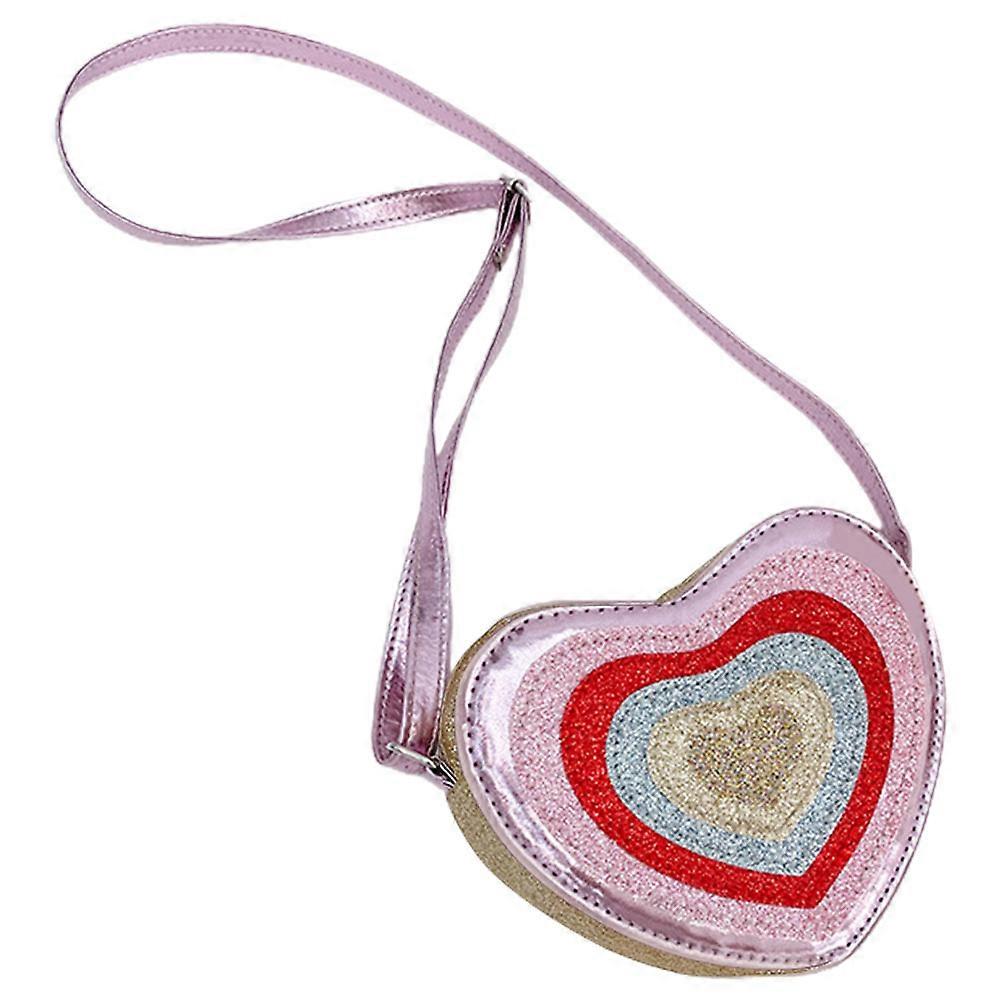 Heart Shaped Crossbody Handbag with Glitter Design, Lightweight Durable PU for Casual & Playful Occasions