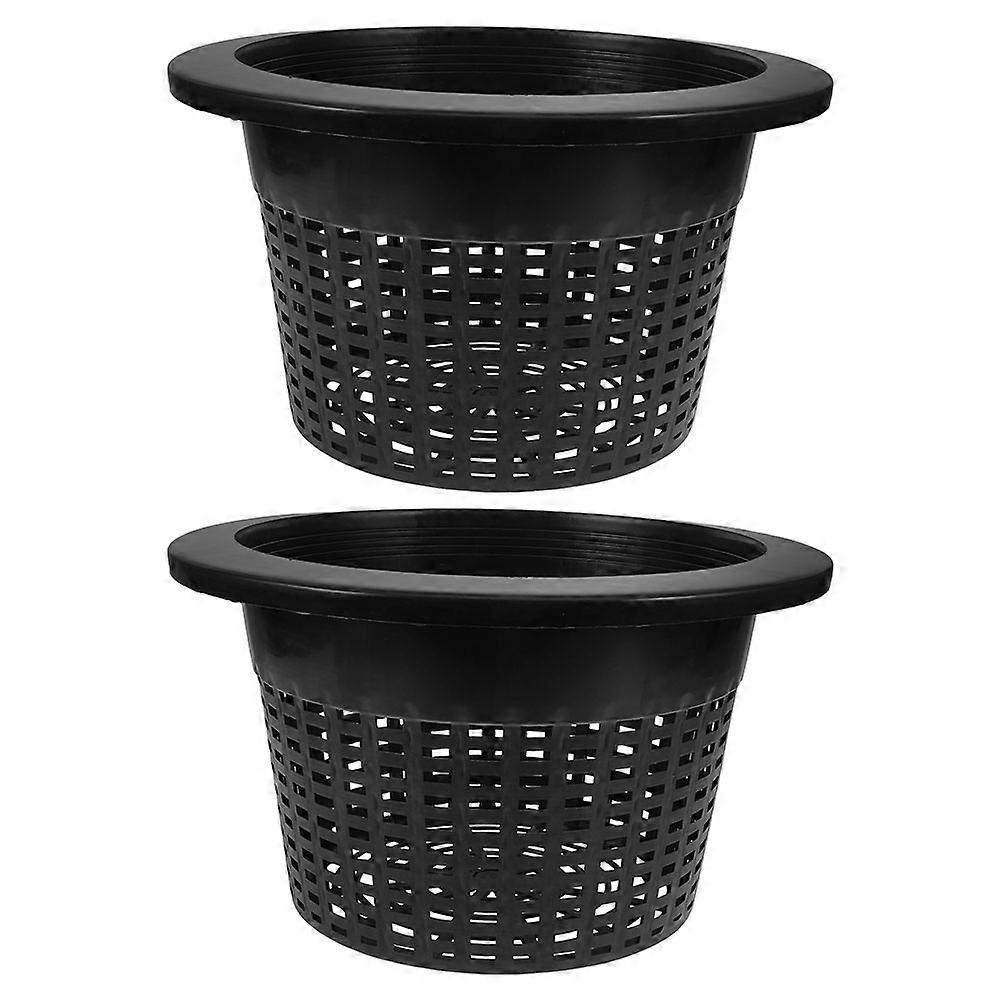 Hydroponic Net Pots 2Pcs Black Plastic Prevent Waterlogging Mesh Pots for Hydroponic