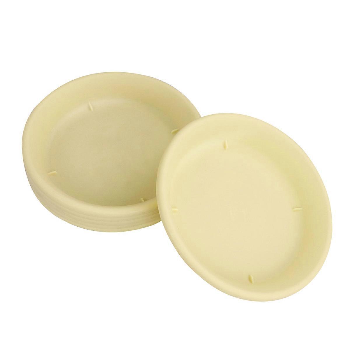 Flower Pots Tray Round Shape Resin Tray for Planter Use 6Pcs Light Yellow