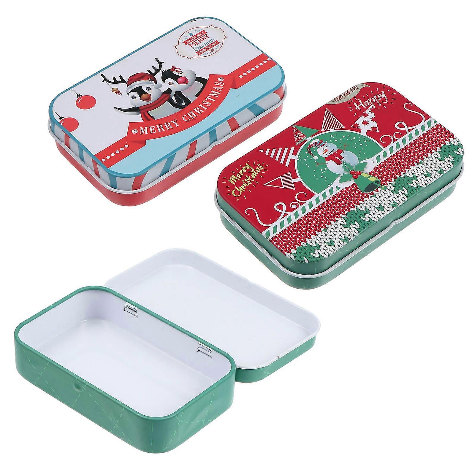 3Pcs Assorted Color Rectangular Tinplate Candy Boxes For Holiday Decorations Special Gifting Container