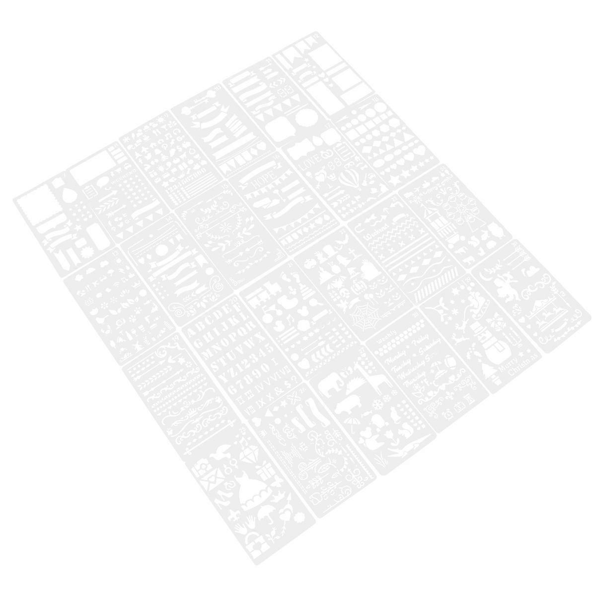 Creative 24Pcs Drawing Stencils For Diary And Photo Album Decoration Perfect For DIY Projects 18X10Cm