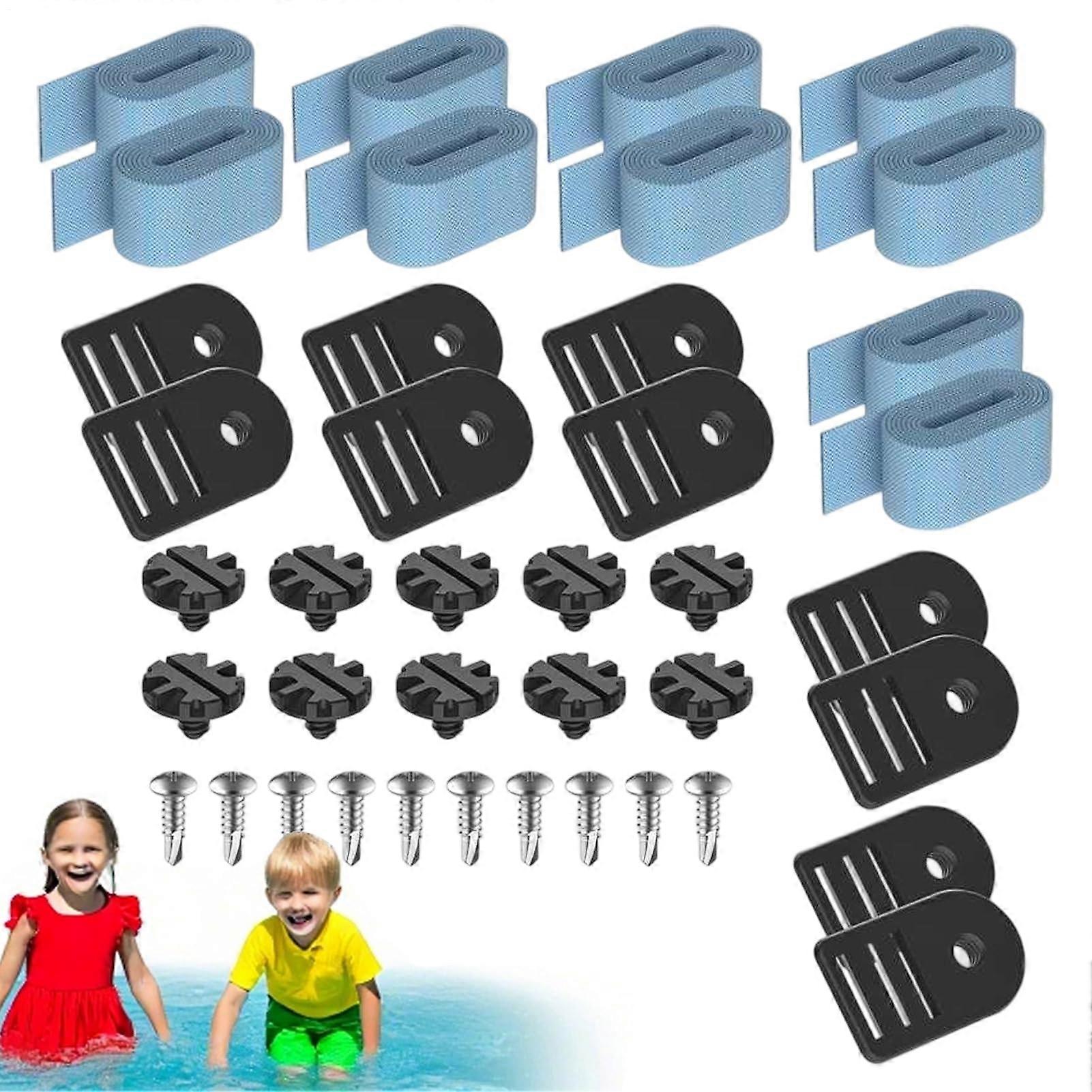Solar Cover Fastening Set Mounting Kit For Solar Pool Cover Roll, Durable Straps, Easy Installation, Universal Fit