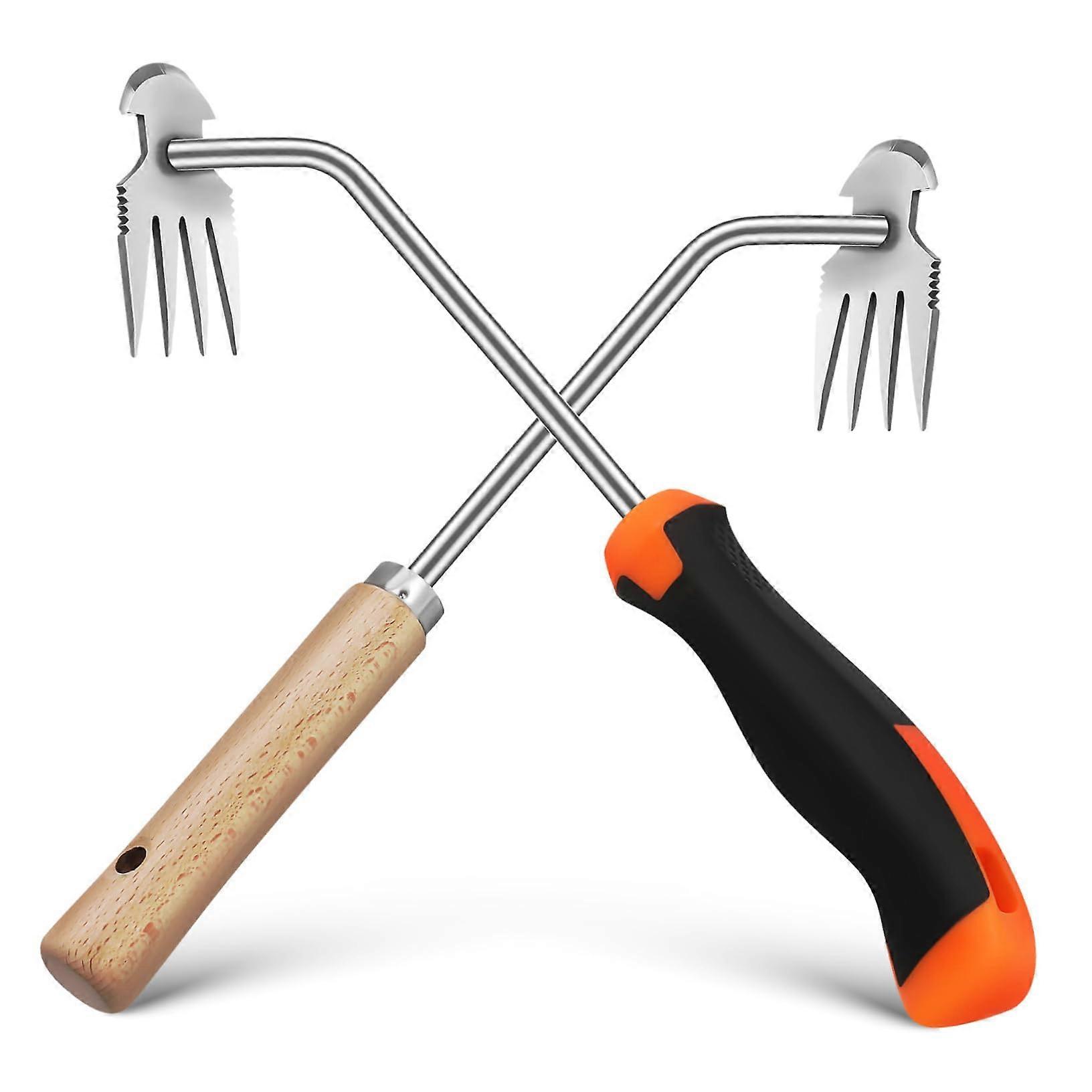 Weed Removal Tool Two-Piece Set with Ergonomic Handle Root Lifter for Removing Weeds and Roots in the Garden