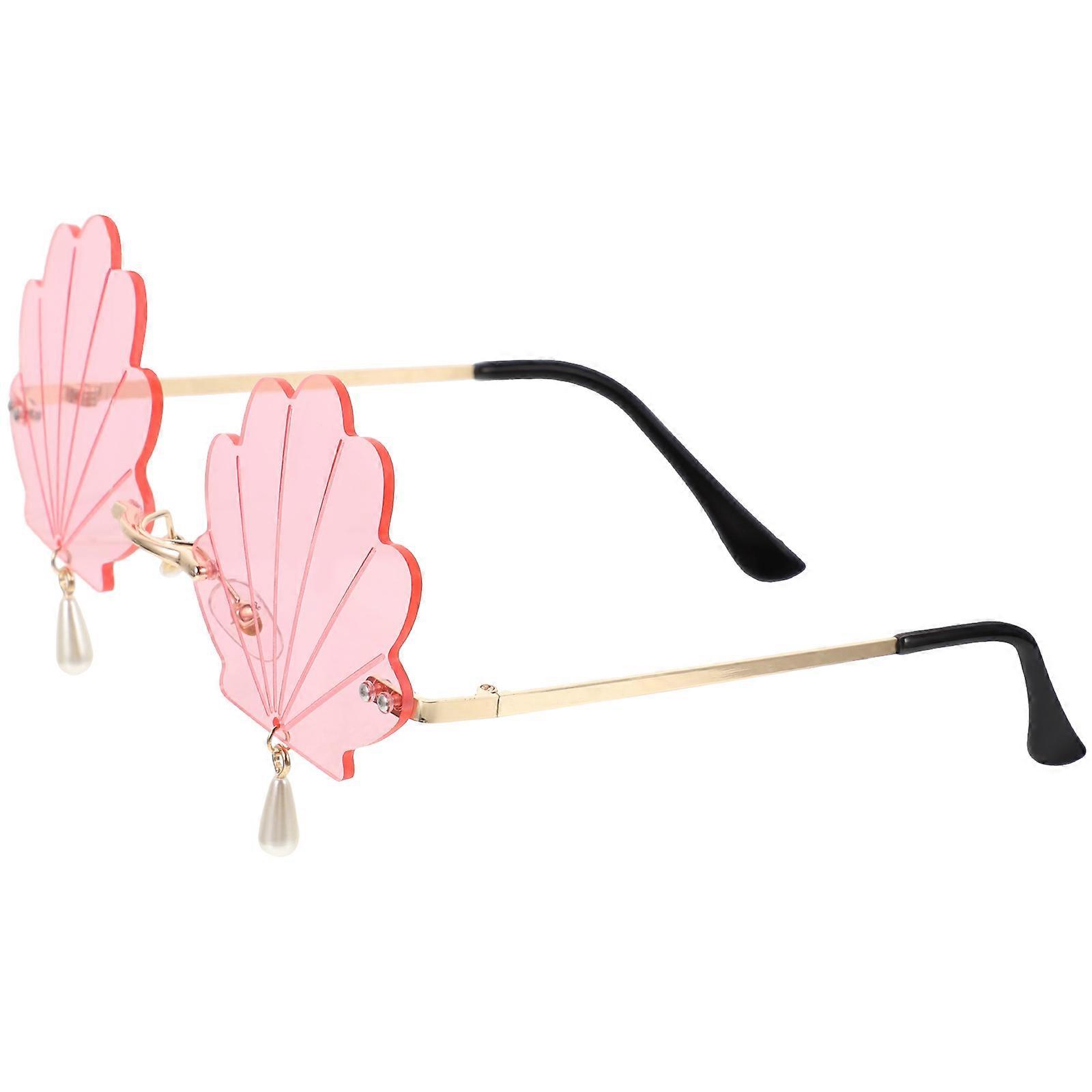 Funky Glasses Seashell Eyeglasses Daily Use Rimless Pink Material 1Pack