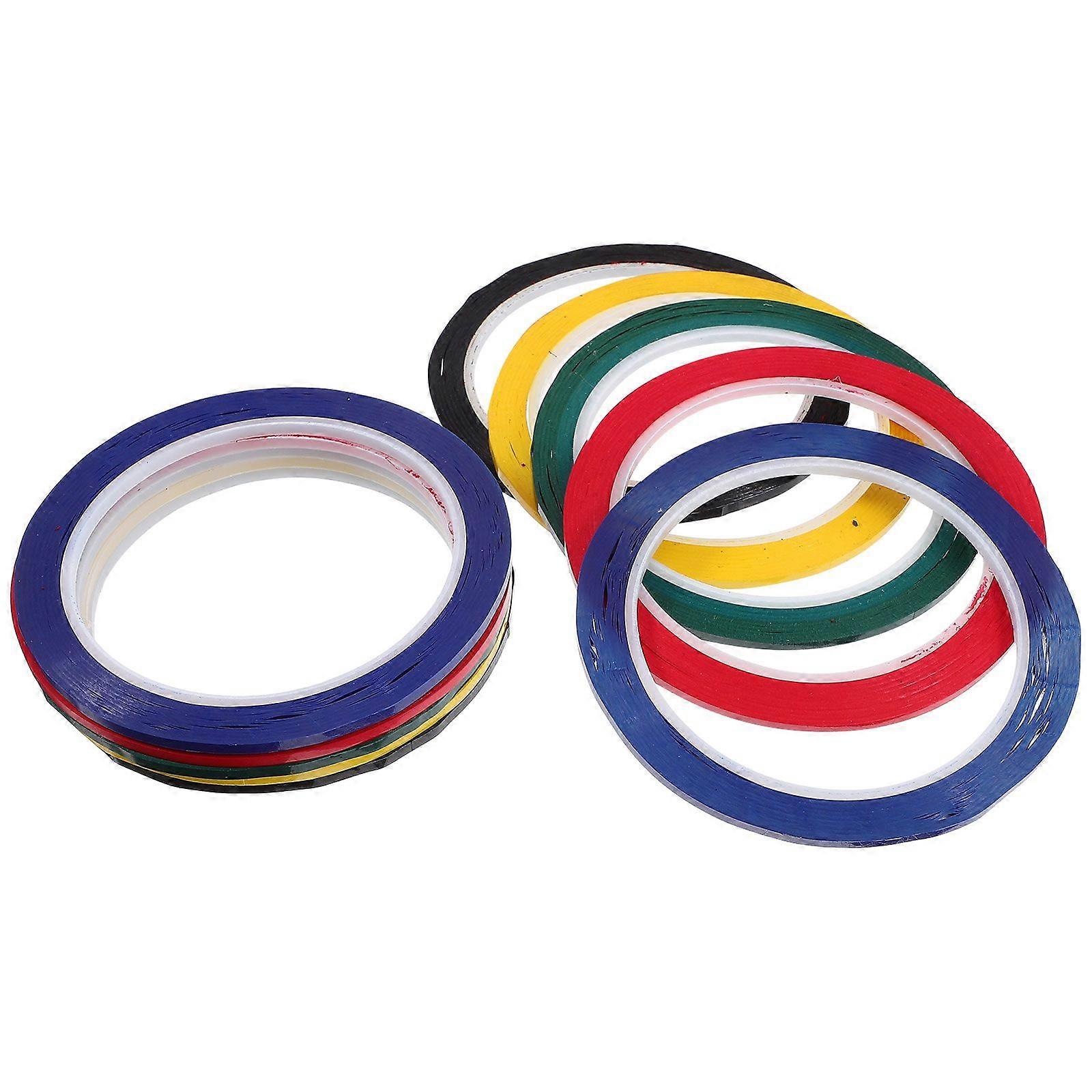 10pcs 5S Desktop Positioning Tape 3mm x 50M Desktop Logo Tape Whiteboard Scribe Seamless Warning Segment Tape Color Marking Line (Black/Blue/Green/Yel