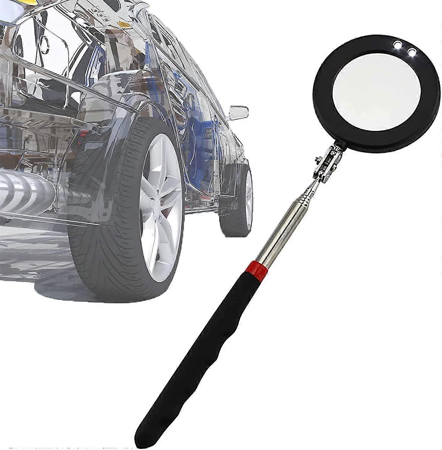 Car Inspection Mirror, Underbody Inspection Mirror, Telescopic Inspection Mirror with LED Lighting, 360° Swivel, Extra View, Universal Tool for Car