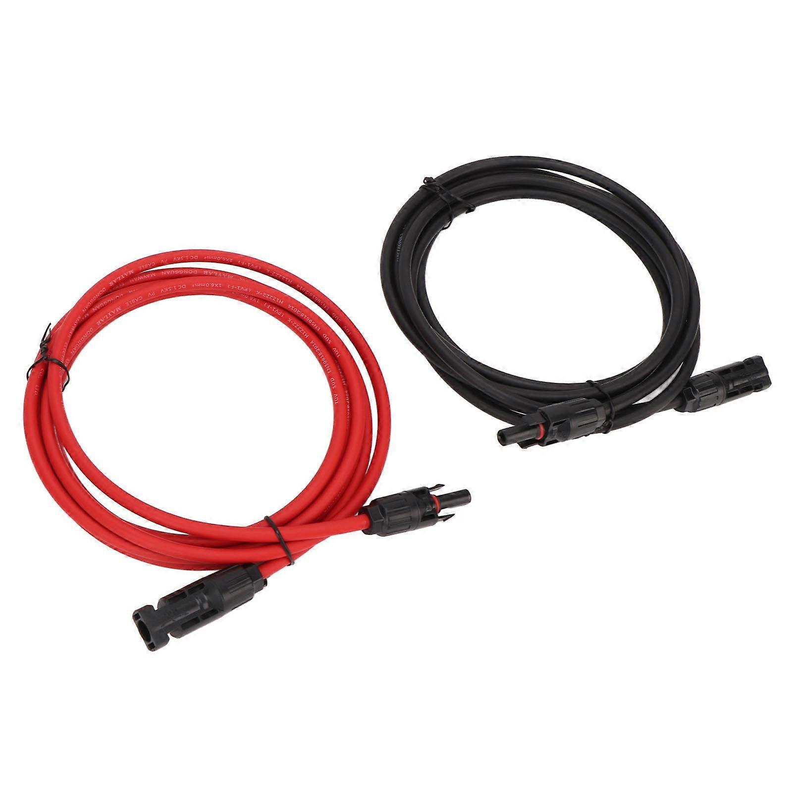 1 Pair Solar Extension Cable 6mm² PPE Copper Insulated Solar Panel Wire Adapter for RV PV System 2m / 6.6ft 