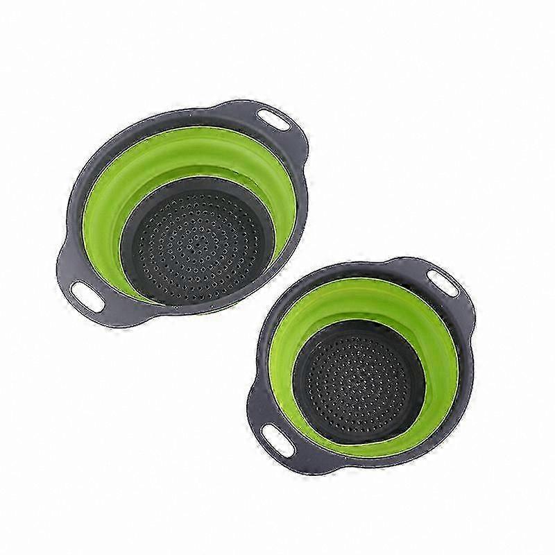 Silicone Collapsible Colander Set, 2-Piece Round Strainer for Pasta, Veggies, and Fruit, Compact and Durable Kitchen Tool