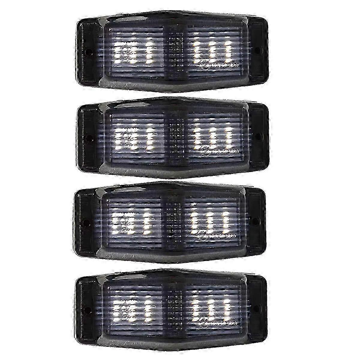 4pcs Smoked White LED Front Grill Marker Lights for Man Truck Lorry Double Burner Indicator Lamps Edition 0813