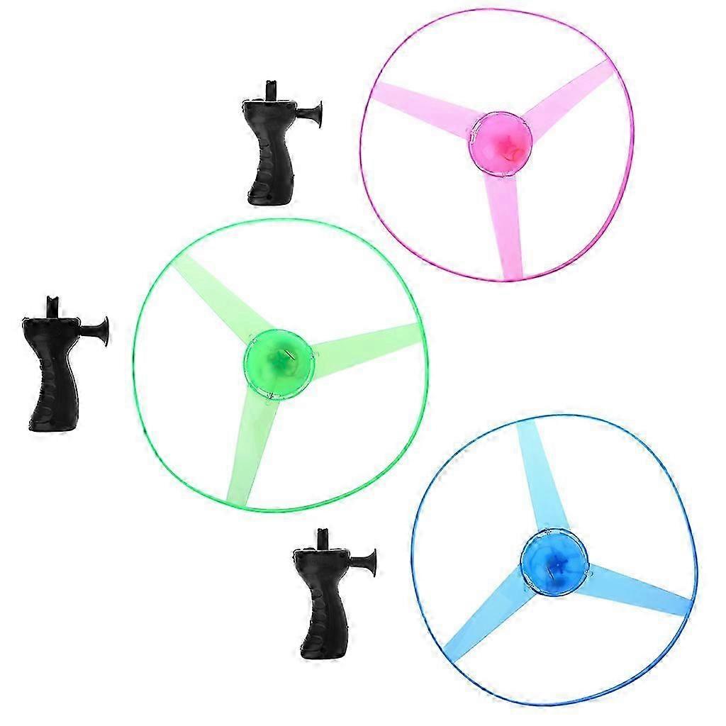 LED Flashing Plastic Pull String Flying Saucer Propeller Toy Disc Helicopter New Multicolor
