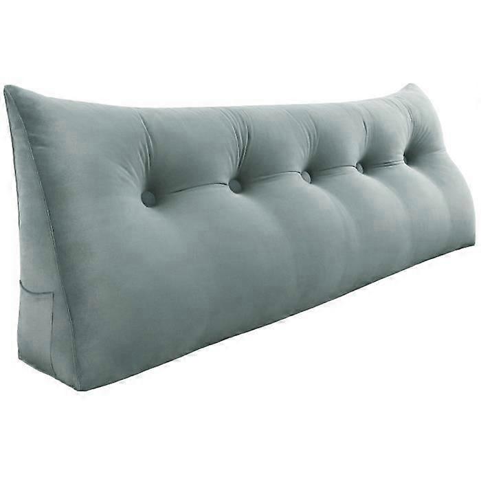 VERCART Coussin de lecture, coussin d’angle, coussin incliné, grands coussins de lit en velours gris 160cm