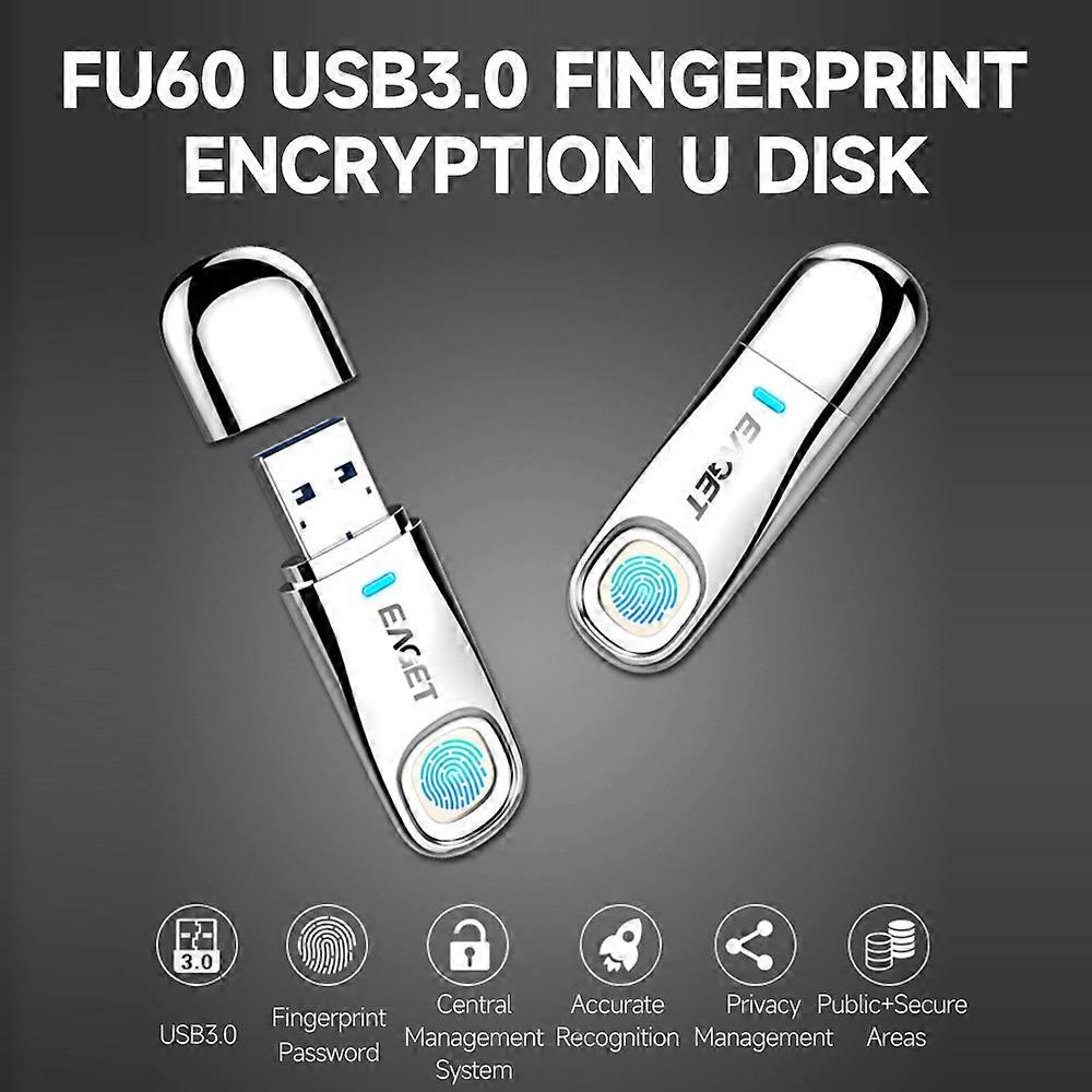 EAGET FU60 128GB USB3.0 Metal Fingerprint Encryption U Disk High-speed USB Flash Drive Accurate Recognition Privacy Management