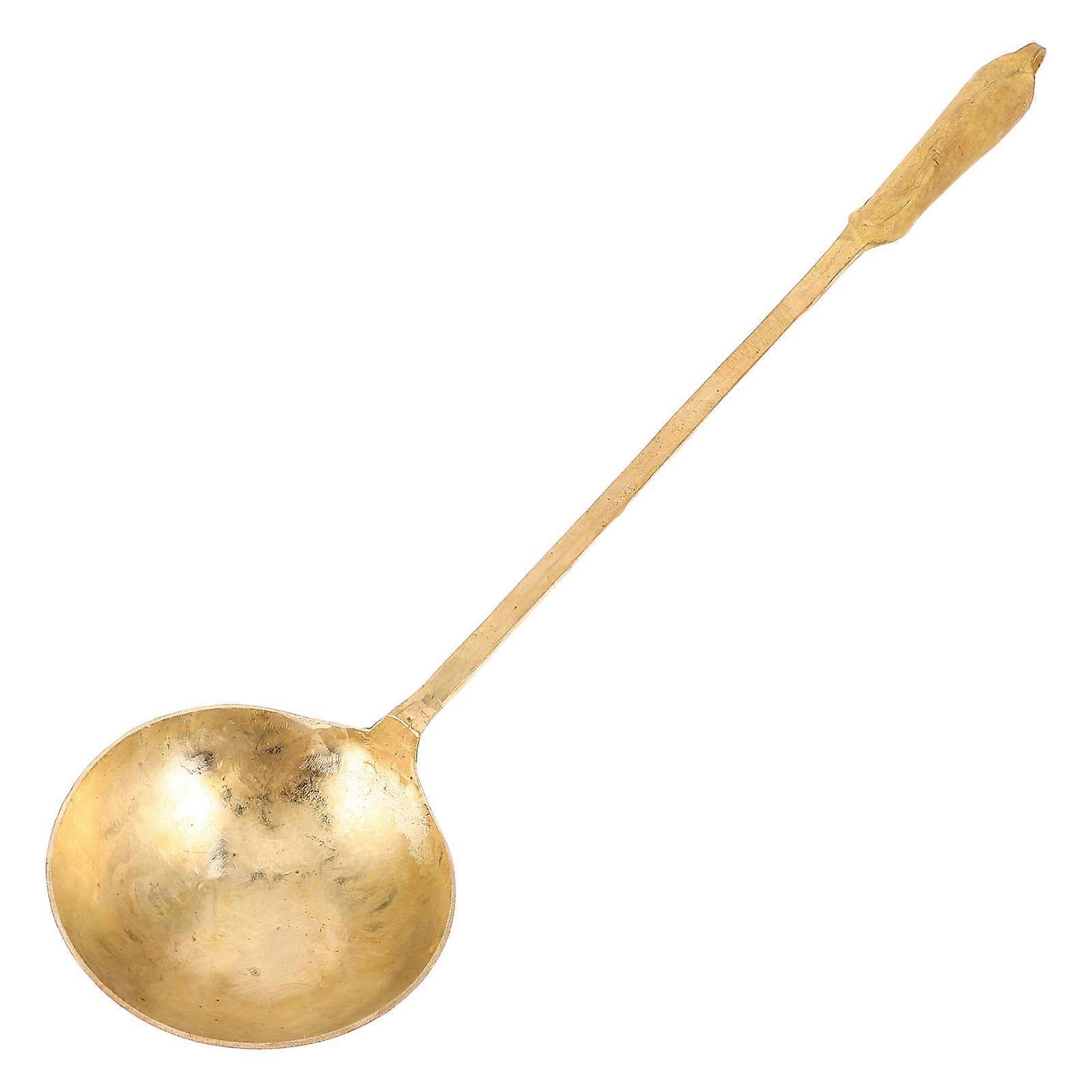 Durable Copper Spoon for Home Use with Extended Handle Ergonomic Grip Easy to Clean Golden Color 12.5 Inch