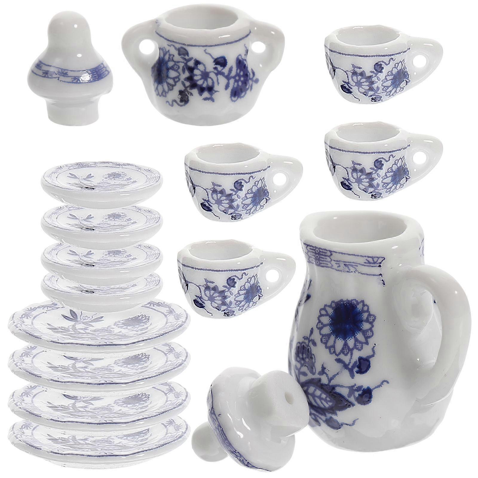 Tiny House Tea Set Miniature Dollhouse Furniture Ceramic Assorted Color Diy Scene Creation 1 Set