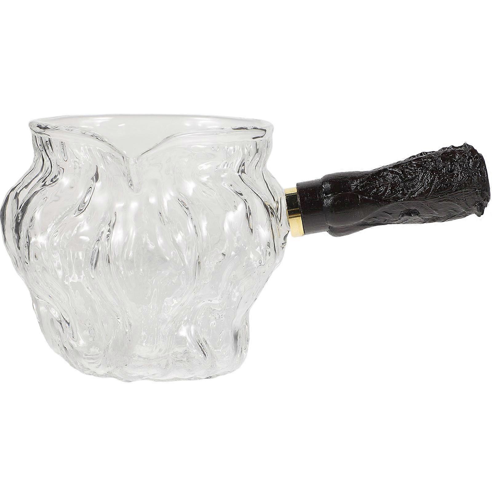 Portable Glass Milk Pitcher Multi use Cream Pitcher Coffee Milk Glass Creamer With Wooden Handle