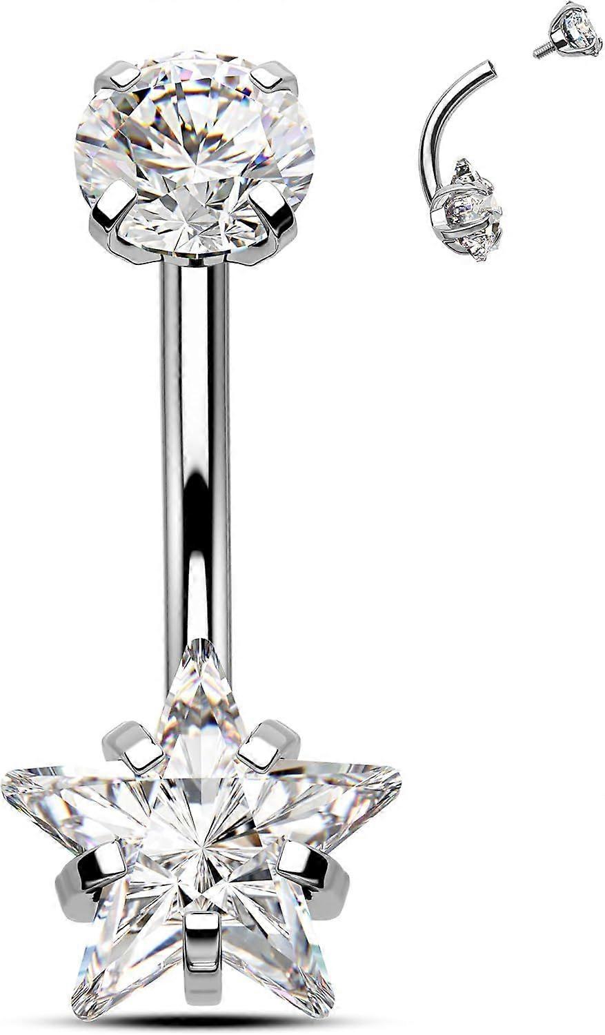 Minimalist Star G23 Solid Titanium Belly Button Rings - 14G Internally Threaded