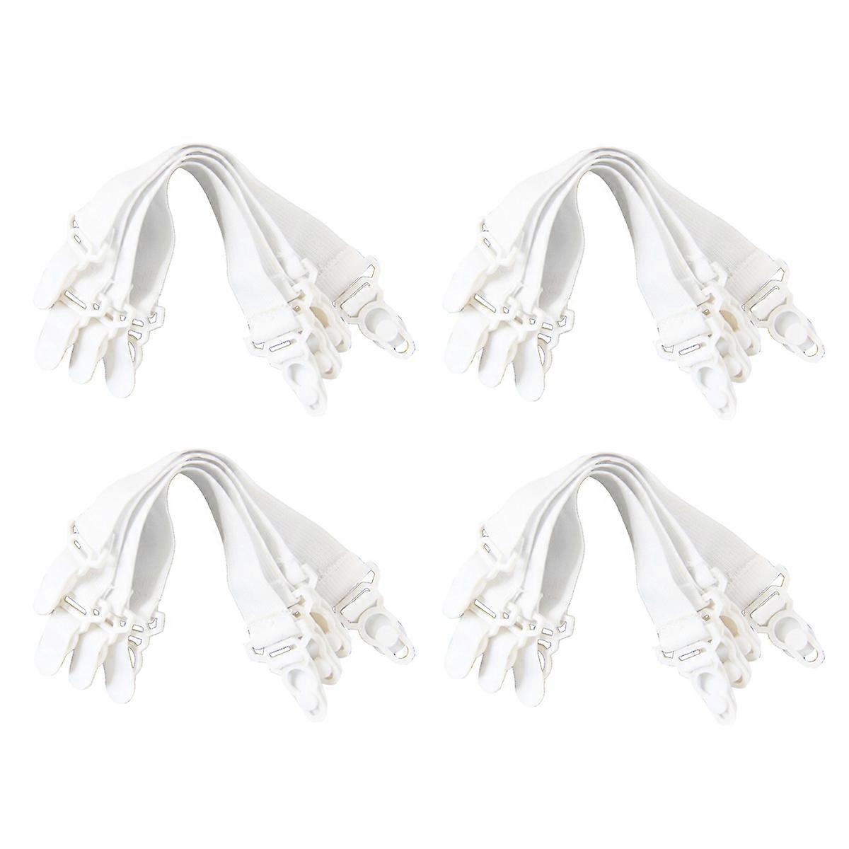 Set of 16 Elastic Bedspread Bed Sheet Bedspreads Stretchers Spanner Straps Strainer White
