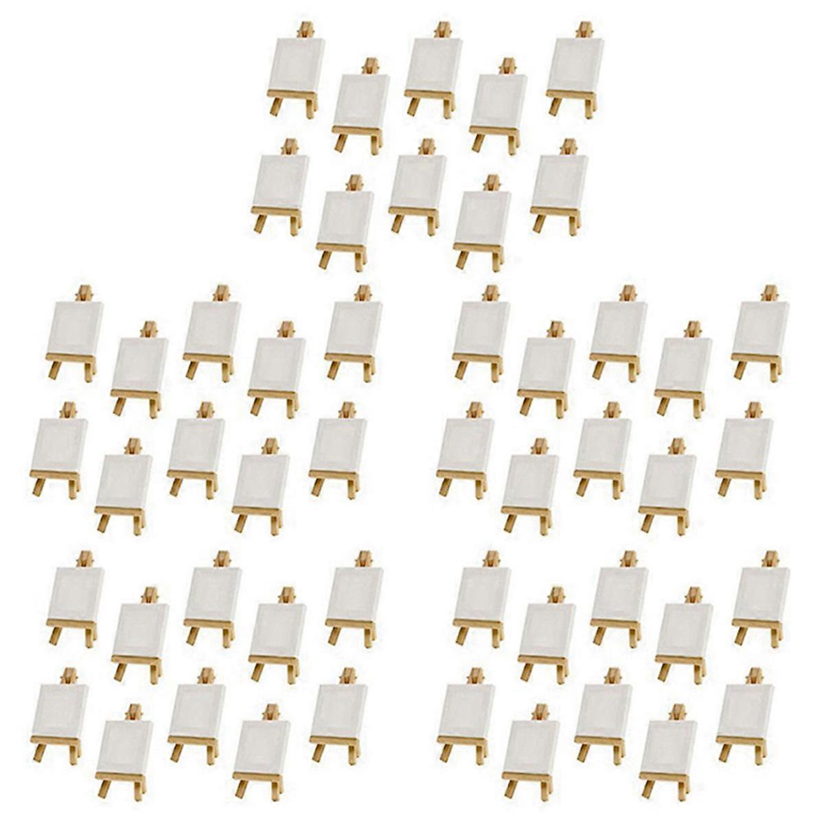 50 Sets Mini Display Easel with Canvas 8X8cm Wedding Table Numbers Painting Hobby Painting Craft DIY