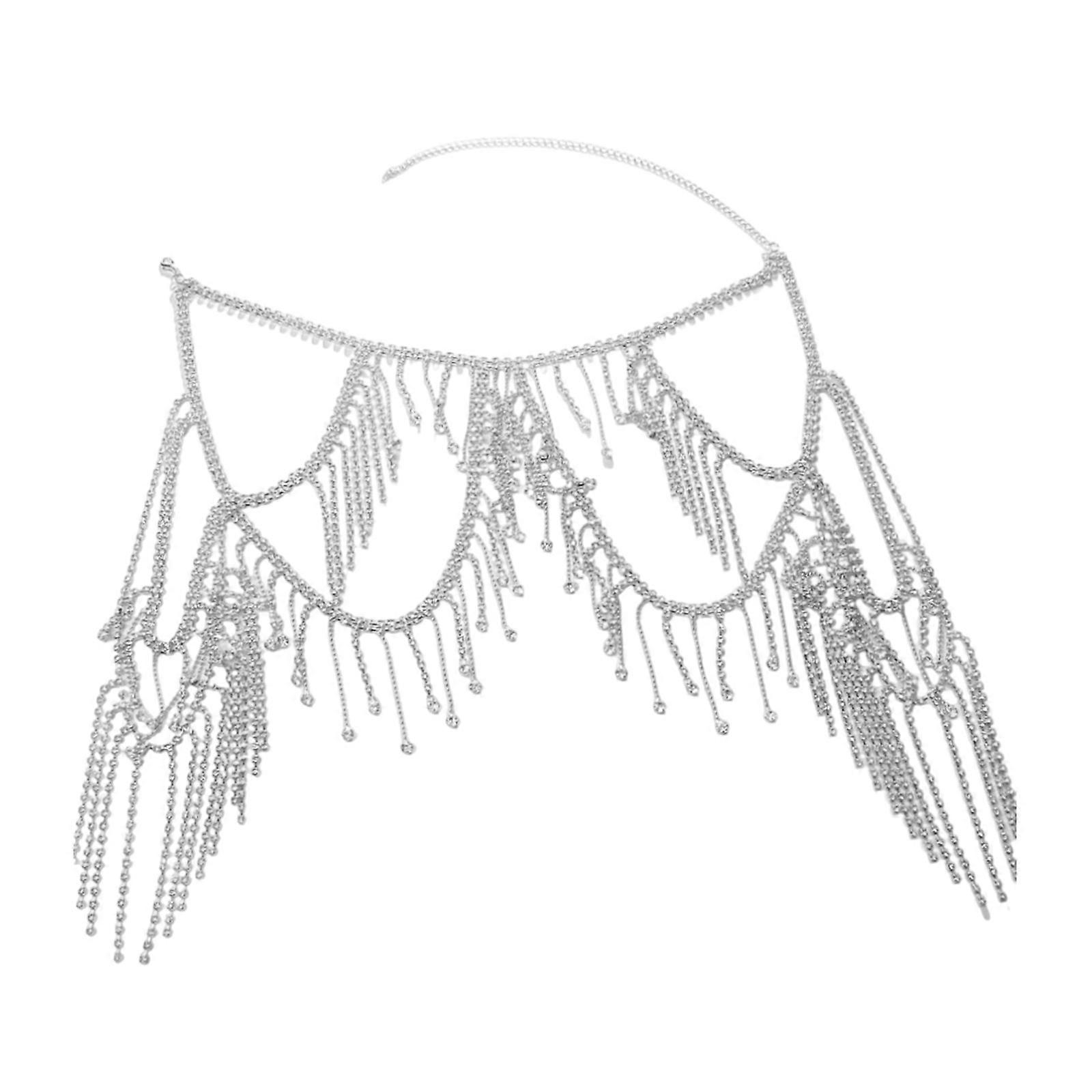 Stylish Layered Rhinestones Body Chain Premium Alloy Construction Versatile Styling for Concerts and Event Multicolor