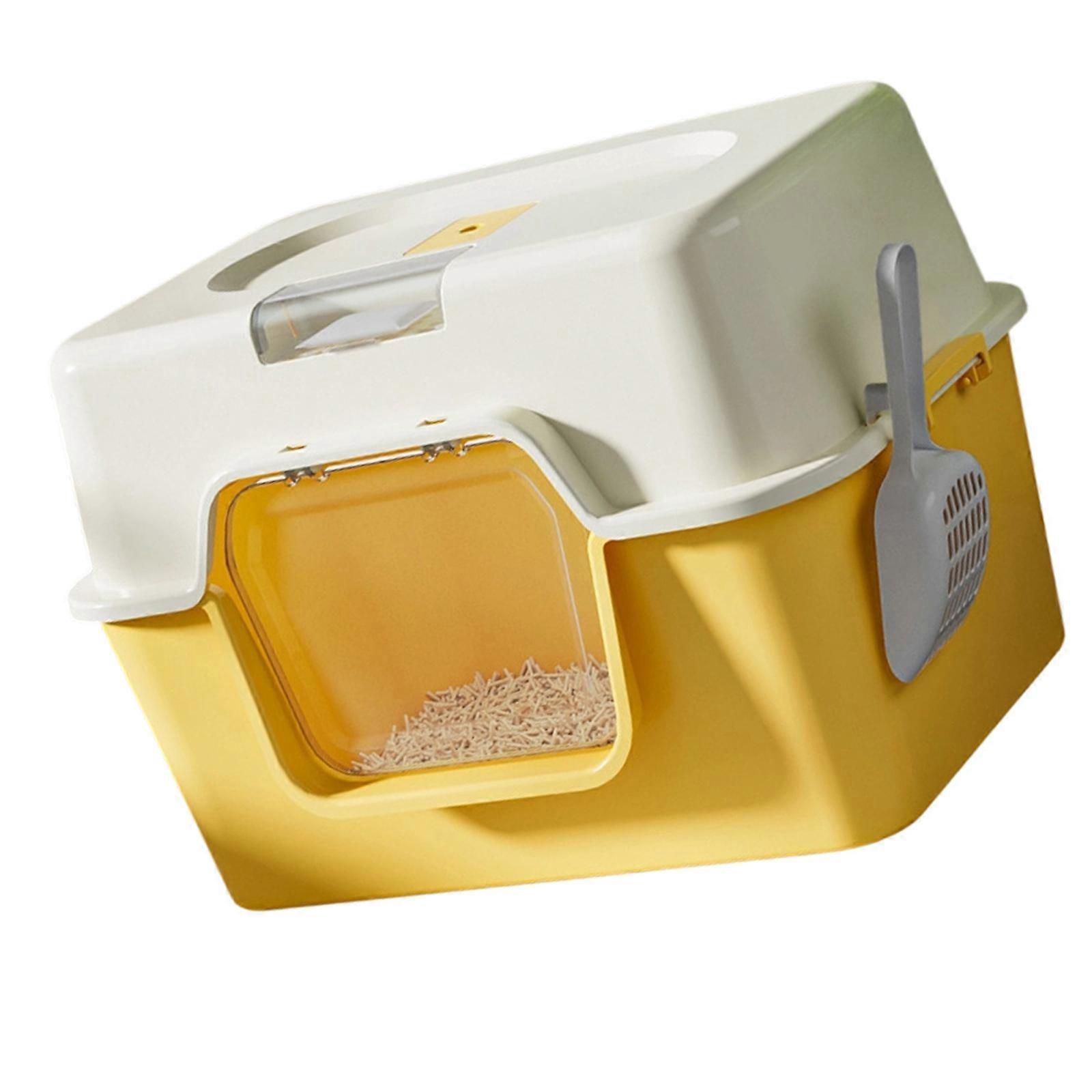 Easy to Clean Enclosed Litter Box for Cats Smooth Surfaces Enclosed Easy Cleaning Litter Box Multicolored  Yellow
