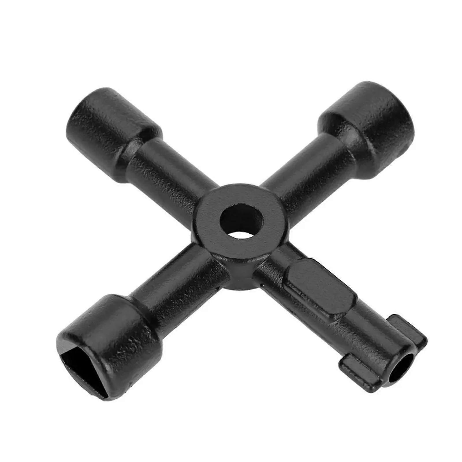 4In1 Cross Switch Wrench For Electrician And Plumber Bleed Radiator Universal Square Triangle Key Black