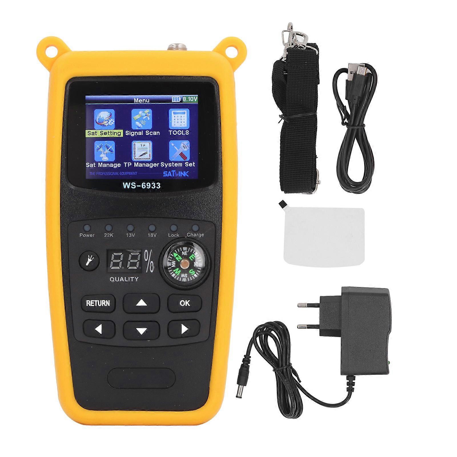 Satellite Finder Digital Signal Meter 2.1 Inch Color Screen with Compass and Flashlight for Accurate Satellite Alignment