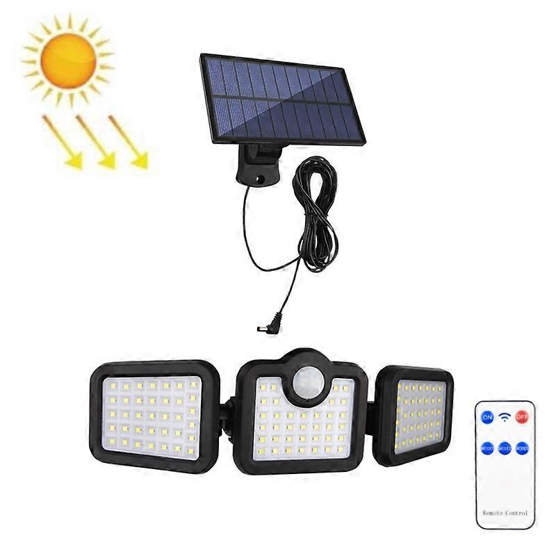 Solar 3-Head Rotatable Wall Light, Style: 108 LED Splitable 108 LED Splitable
