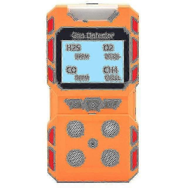 Portable 4 Gas Detector, Sound Light Vibration Rechargeable Lcd Screen