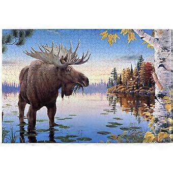300/500/1000 Peças Pintura de Moose Quebra-cabeça, Brinquedo Educativo Divertido para Crianças de 12 Anos, Adolescentes & Famílias. Jogos Educativos Decoração de Casa, Quebra-cabeça, Siz