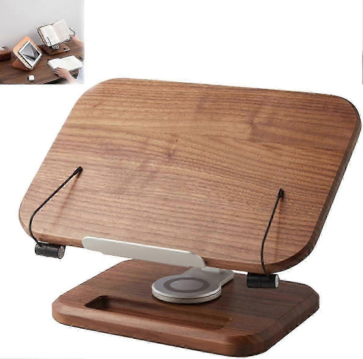 Rotating Lifting Black Walnut Aluminum Alloy Reading Bookshelf Notebook Stand, Book Holders for Reading Hands Free, Book Stand for Reading, Book Holde