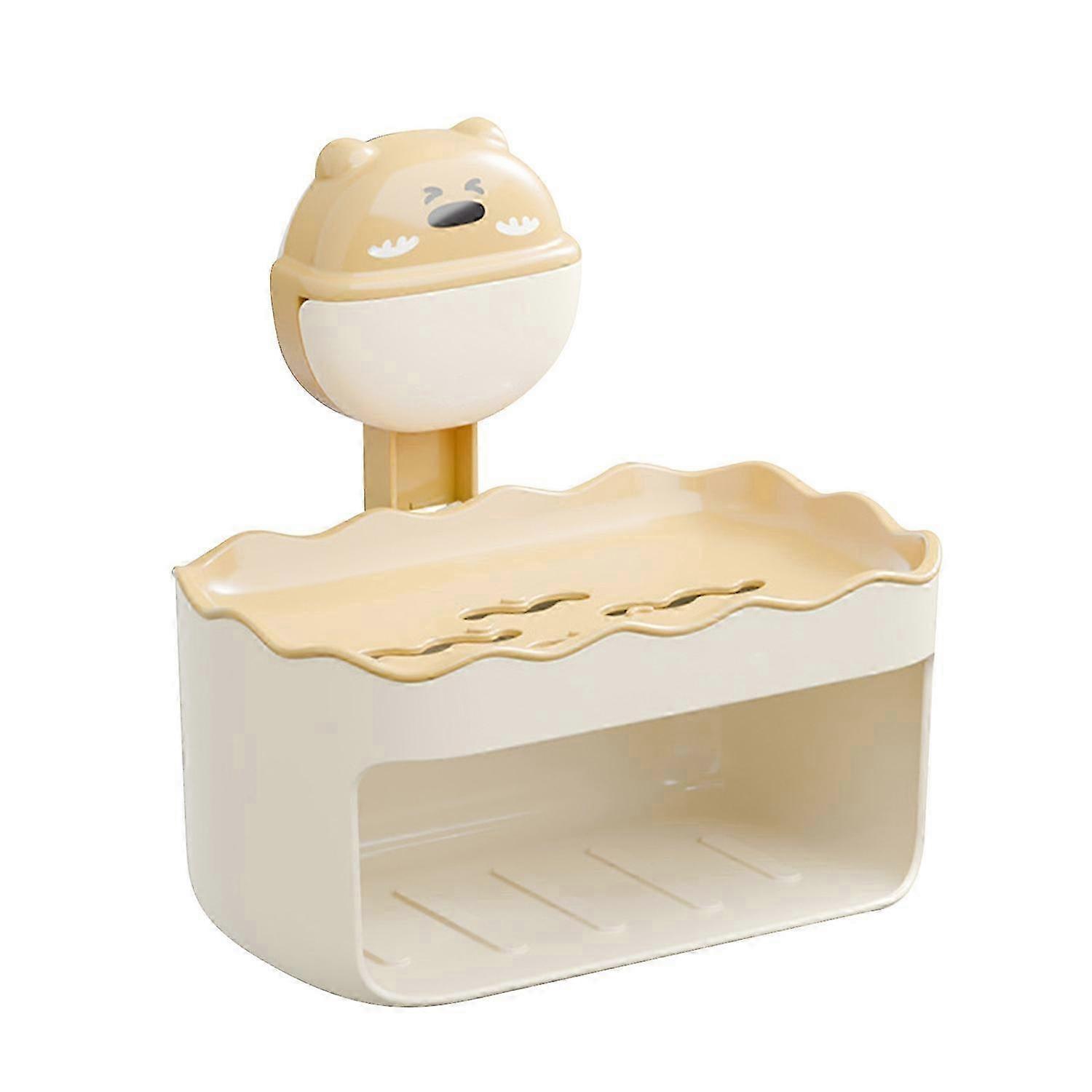 Soap Box Space Saving Cute Wall Mounted Double Layer Suction Cup Soap Draining Rack for Bathroom Kit