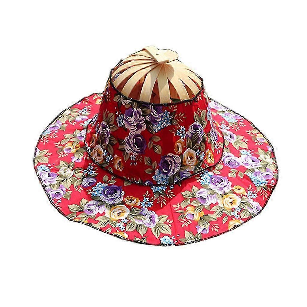 Hat for Traveling Adjustable Hat to Handheld Folding Fan Foldable Bamboo Hat and Fan Summer Beach Foldable Hat and Fan