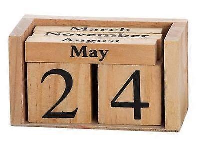 Wooden Calendar For Desk: Wooden Block Perpetual Calendar - Manual Date Display Rustic Office Decor For Daily Use And Home Decoration