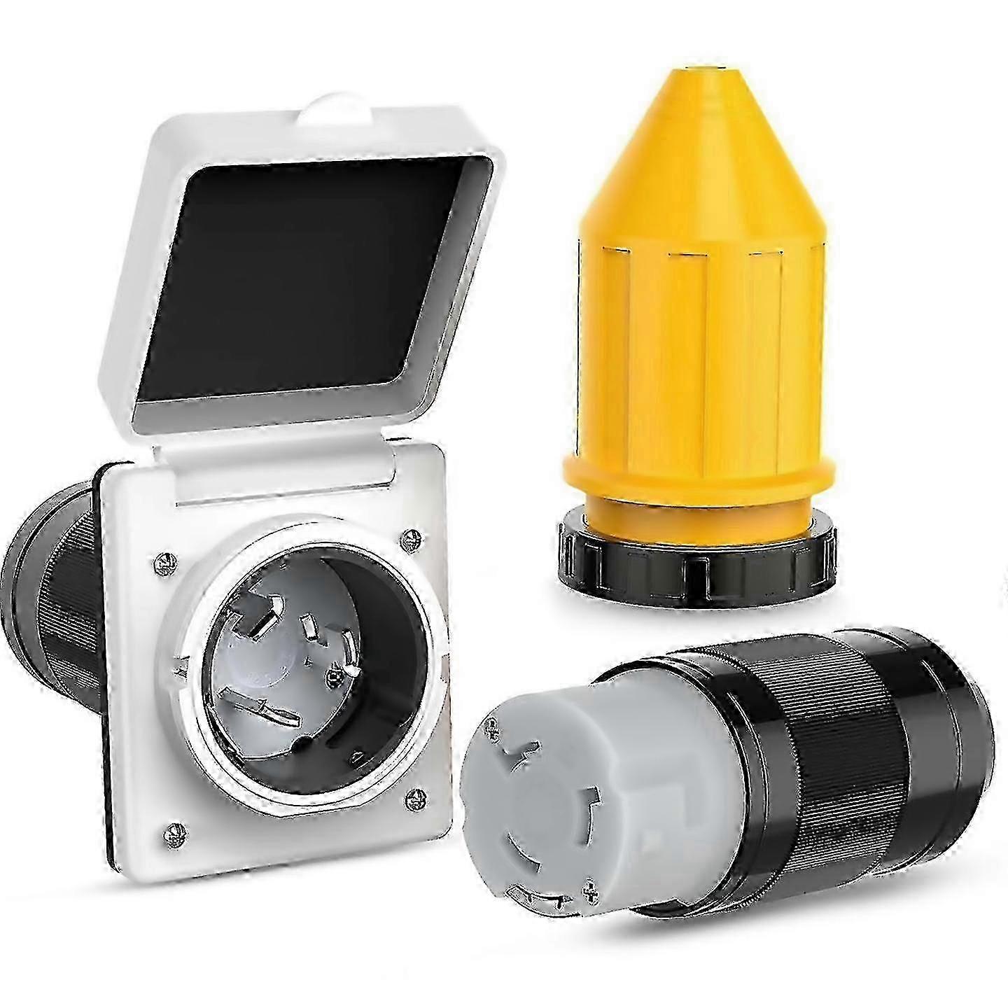 For 50amp Rv Power Inlet Outlet Shore Power Kit Wboot Cord Protector