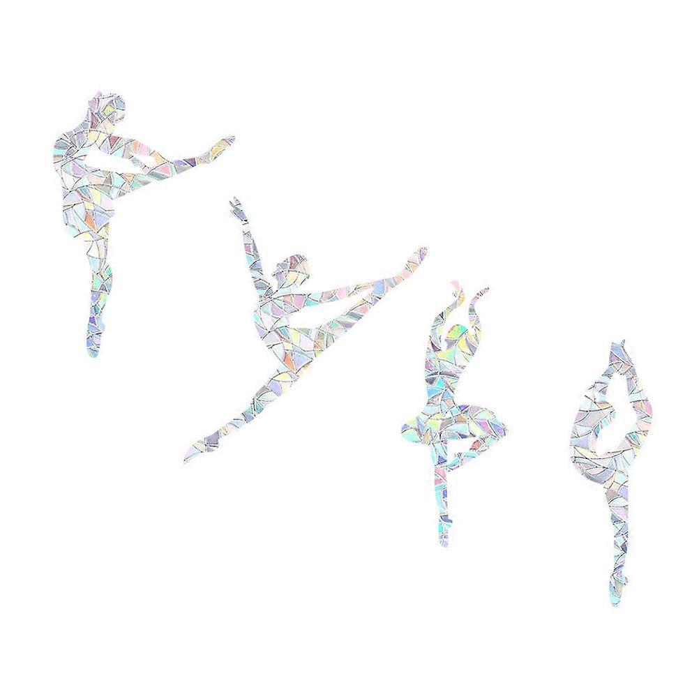 Delicate Window Sticker Ballet Decal for Decoration 2Sets Silver PVC