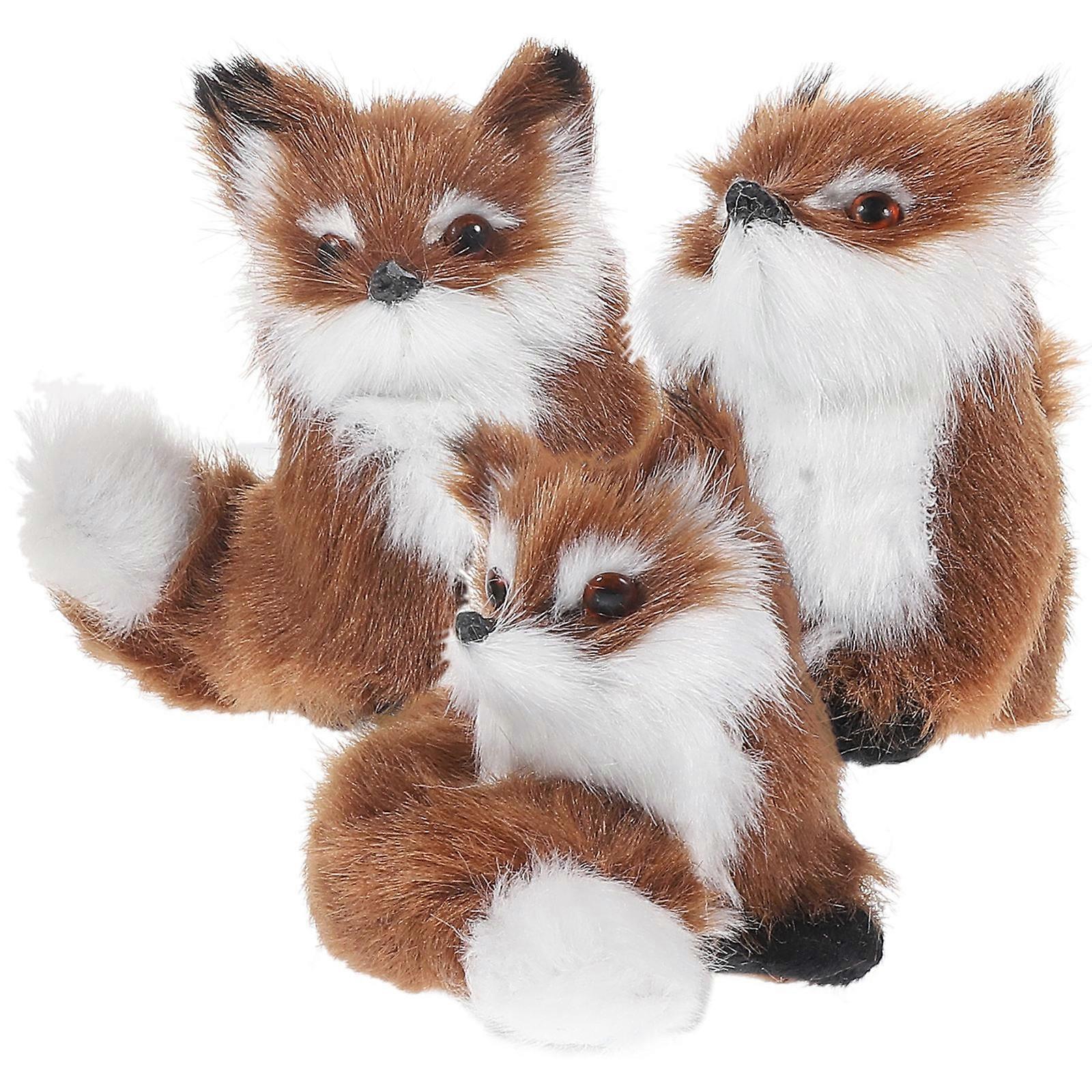 Vivid Mini Fox Statue Small Plush Fox Decoration for Desktop 9Pcs