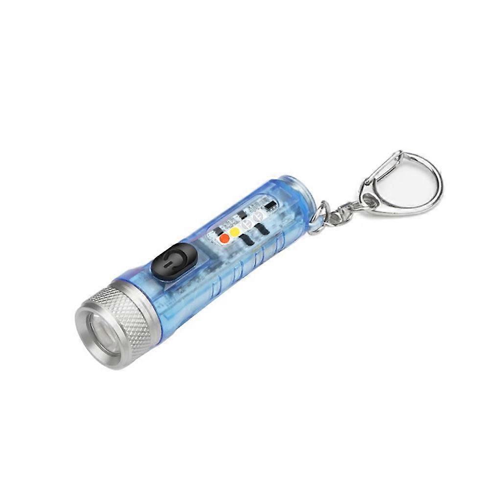 Mini Keychain Long-Range Torch Pocket USB Rechargeable Multi-use Flashlight with Buckle High Power Lighting Camping Tool