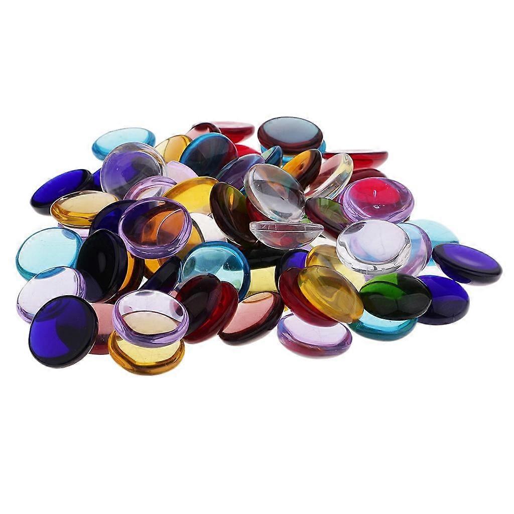 Glass Pebbles Gems Tiles Nuggets Pebble Marbles Mixed, Vase Filler Confetti, Table Scatters, Pack of 100g, Multi Colors, 15mm