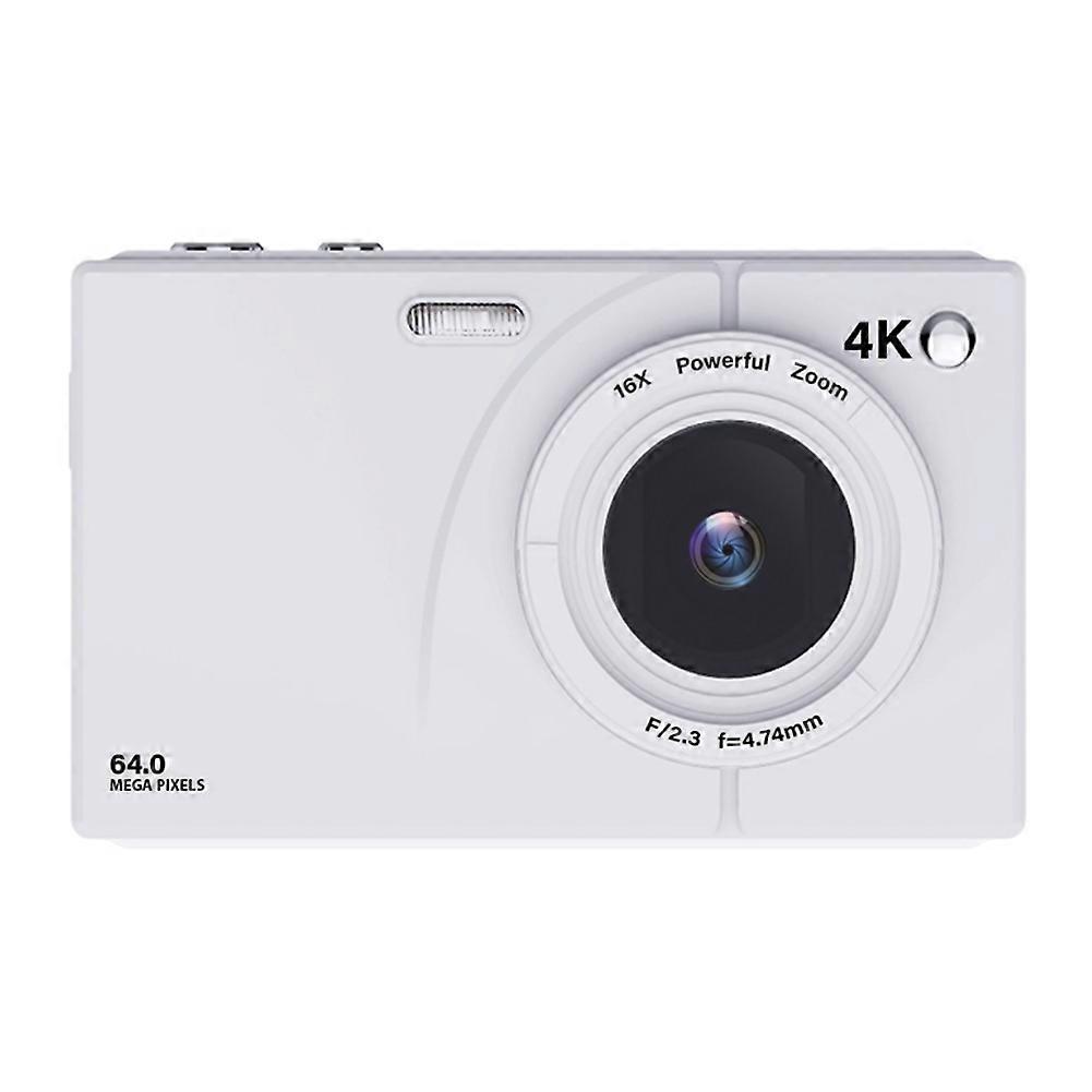 4K CCD Digital Camera 64MP Wifi HD Digital Video Camera 16X Digital Zoom with 2.8inch Screen White